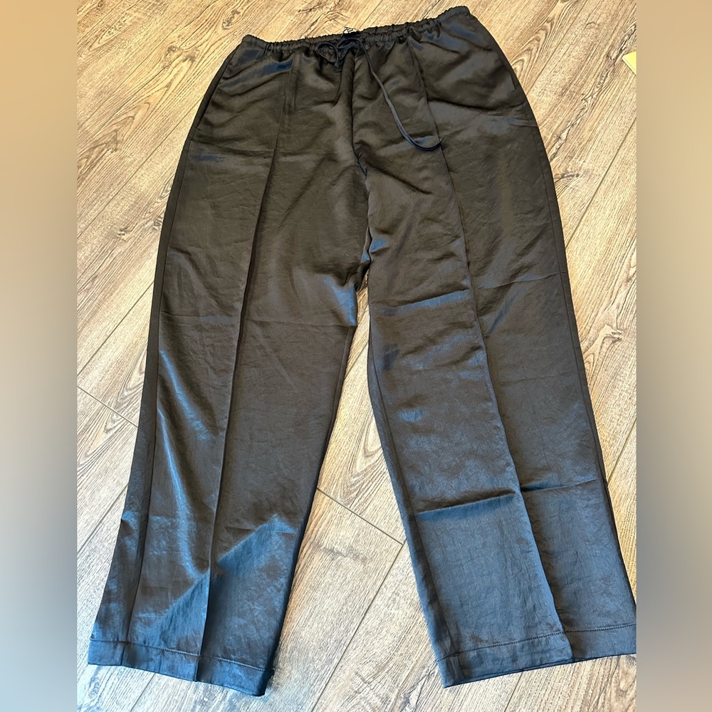 Madewell Pintucked Slim Pull-On Pants in Satin XL